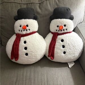 Snowman Plush Pillow Set with Red Scarf